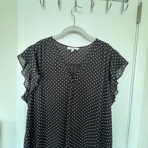 Chaus Black and White Polka Dot Top